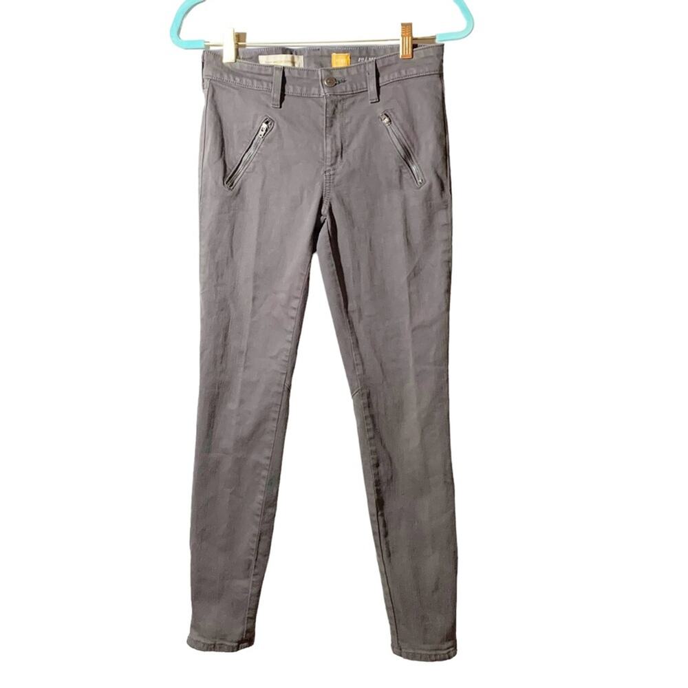 Anthropologie Pilcro Serif Moto Ankle Zipper Skinny Jeans Gray Size 27